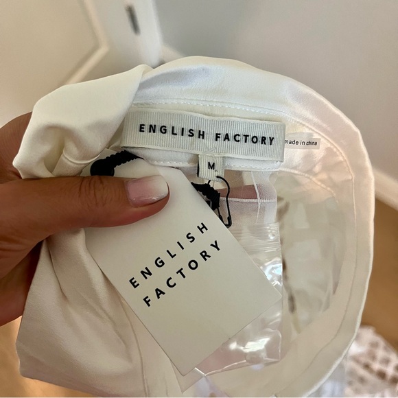 English Factory White Check Puff Sleeve Midi Dress - Picture 11 of 12